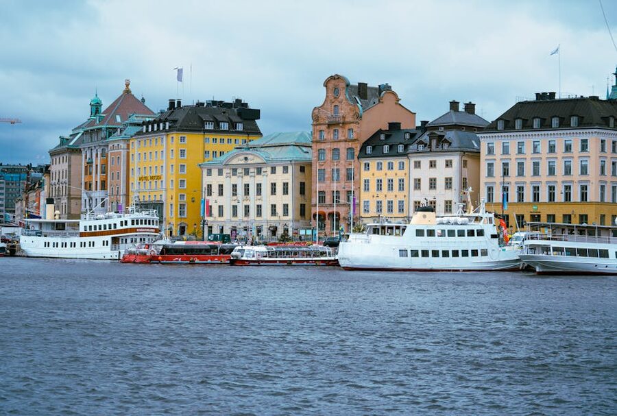 Colourful waterfront buildings in Stockholm