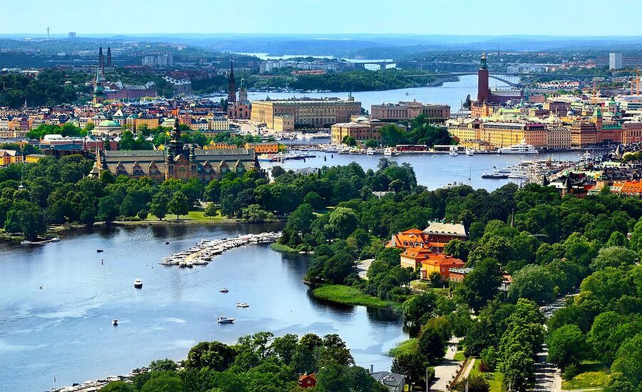 Stockholm Gamla Stan aerial view in summer