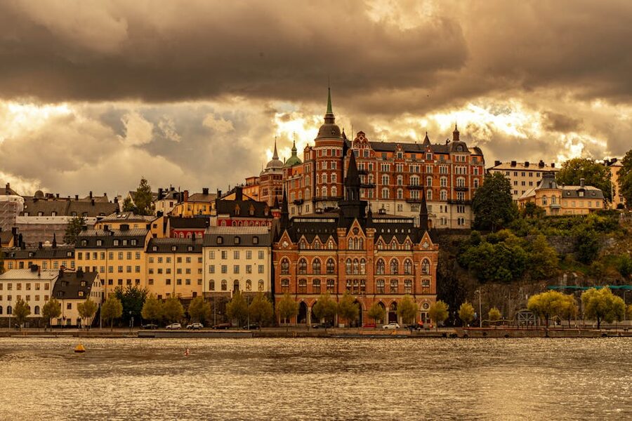 Mariahissen and historic Sodermalm buildings in Stockholm