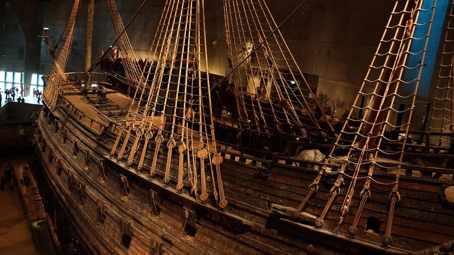 Vasa warship displayed inside Vasa Museum Stockholm
