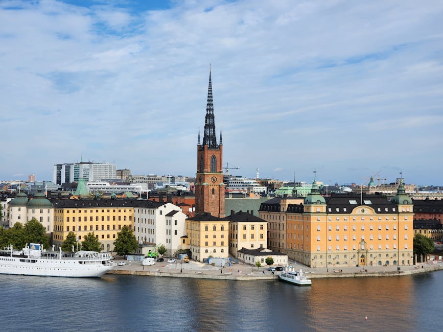 Colorful houses in Stockholm Old Town near Riddarholmen