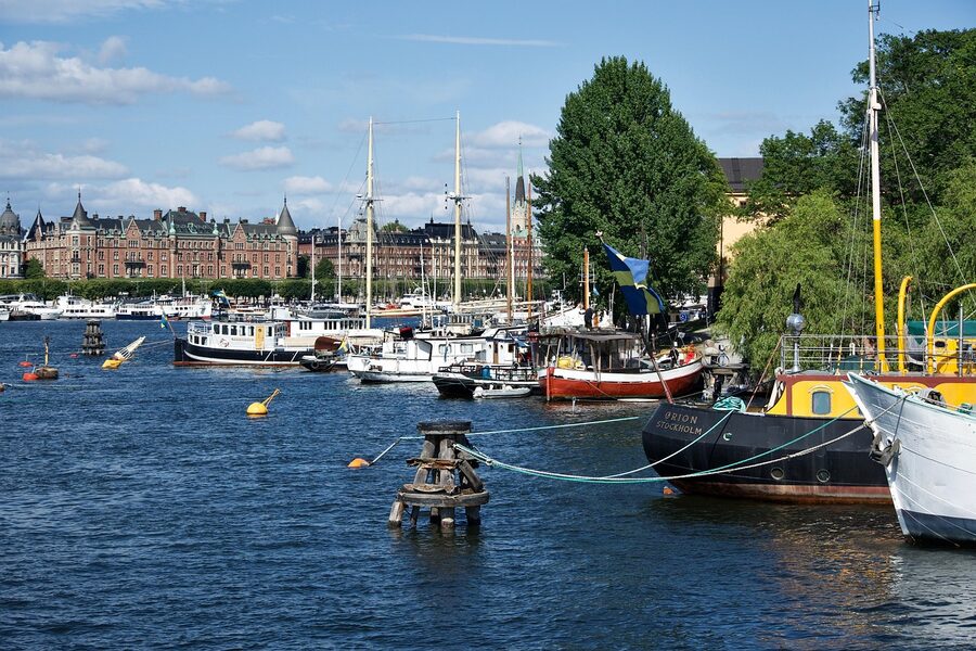 Stockholm port and harbour cityscape