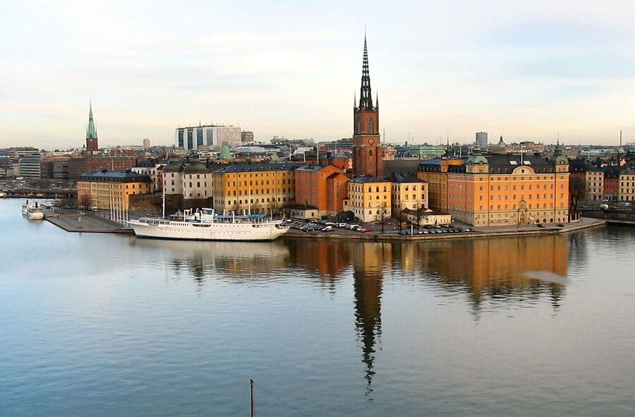 Aerial view of Riddarholmen islet Stockholm