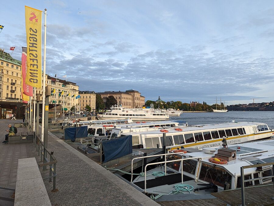 Boats moored at Strömkajen Stockholm September