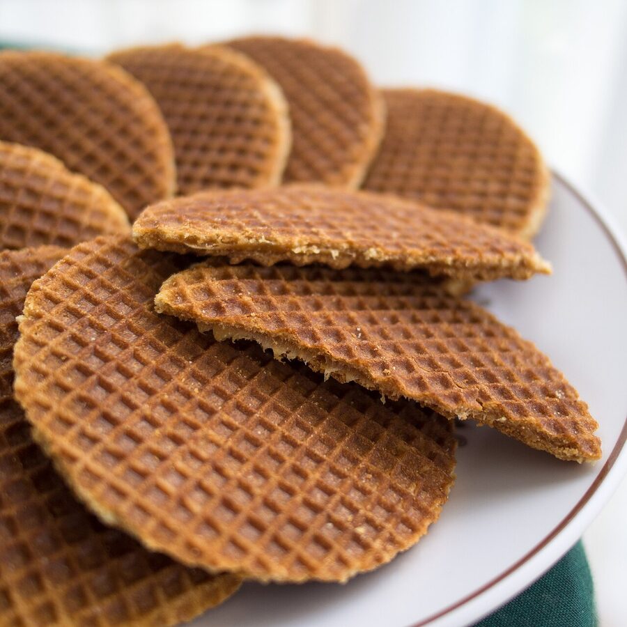 Stroopwafels stacked in a pile