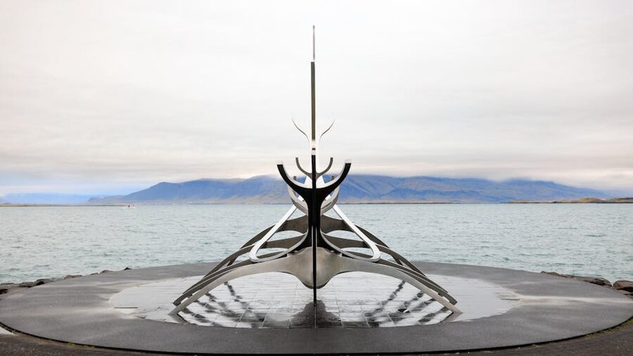 Sun Voyager sculpture Reykjavik waterfront Iceland