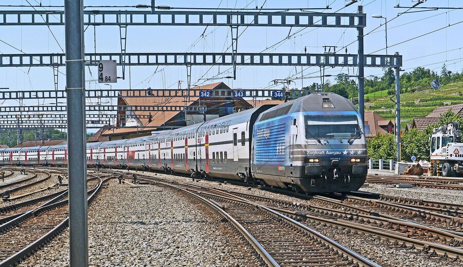 Swiss intercity double deck train Bernese Oberland