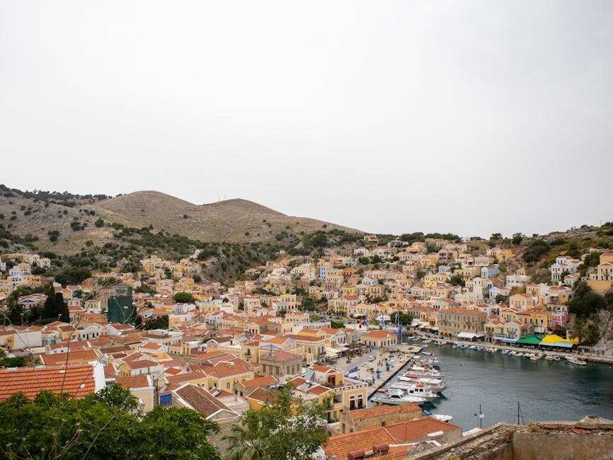 Symi harbor hills panoramic view