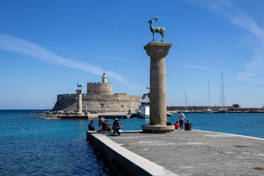Mandraki Harbor Rhodes medieval fort
