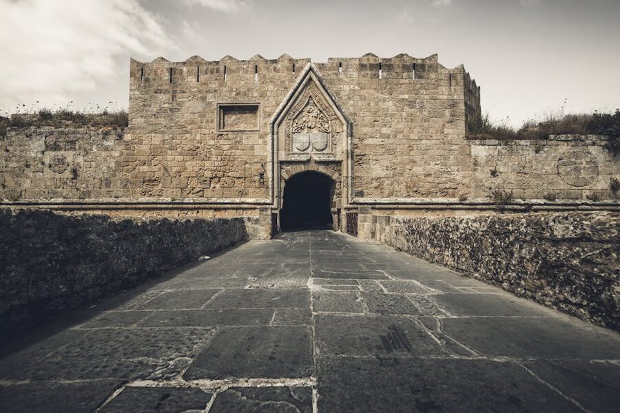 Rhodes castle stone gate