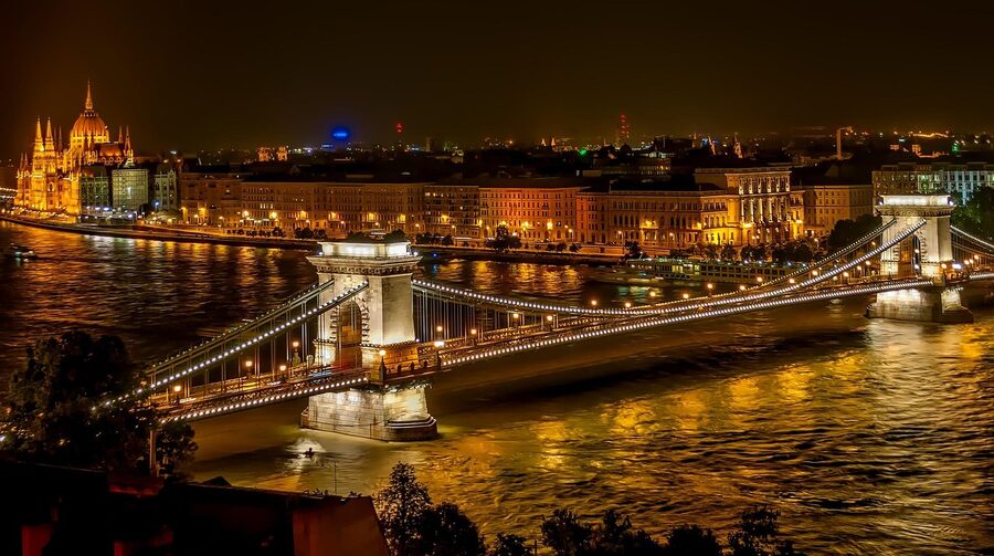 Szechenyi Chain Bridge over the Danube in Budapest