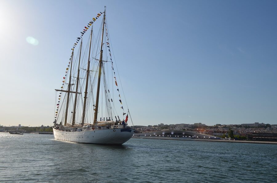 Sailboats moored at Doca de Santo Amaro Lisbon