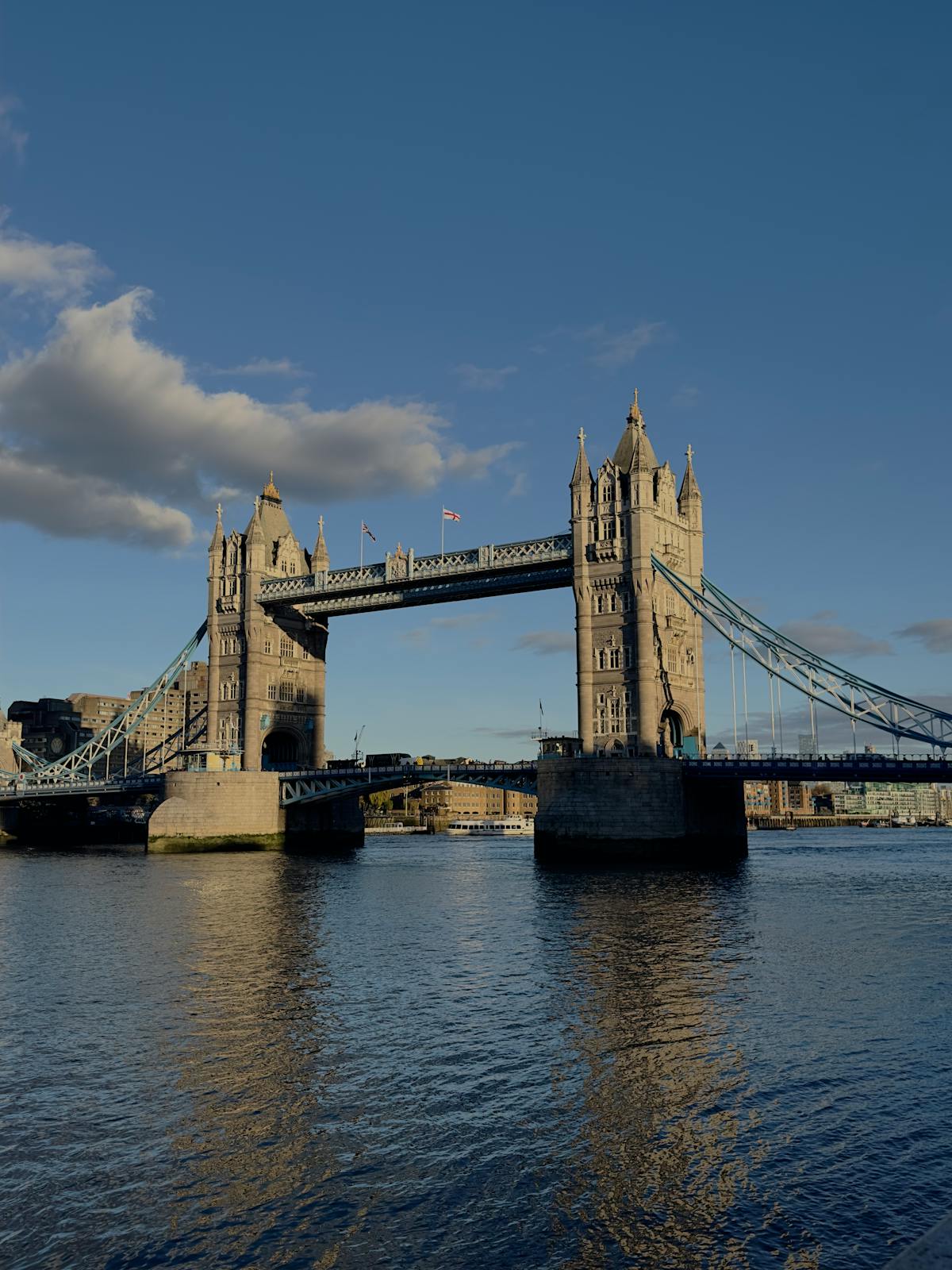 Tower Bridge stretching over the Thames river