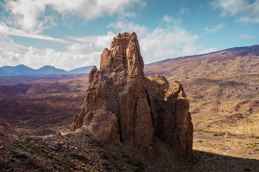 Volcanic rock formation under clear sky in Teide National Park
