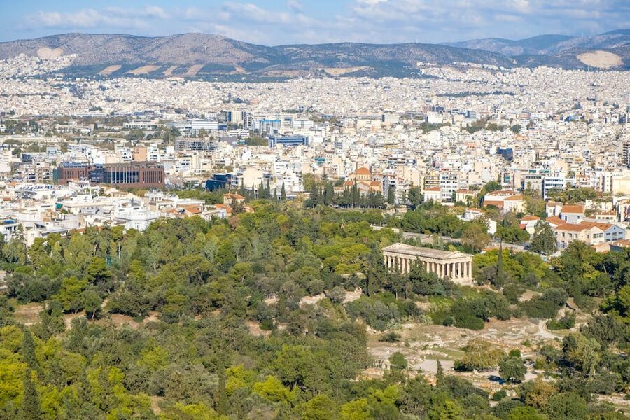 Temple of Hephaestus Athens aerial