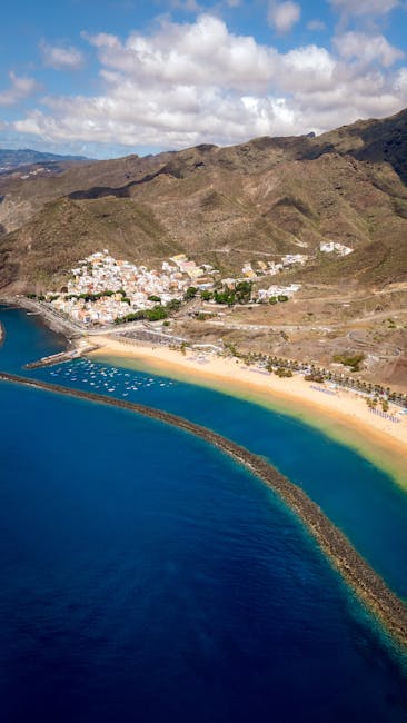 Tenerife volcanic coastline with dramatic rocky cliffs meeting the ocean