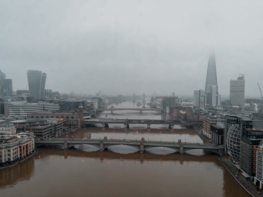 Foggy London skyline with Shard
