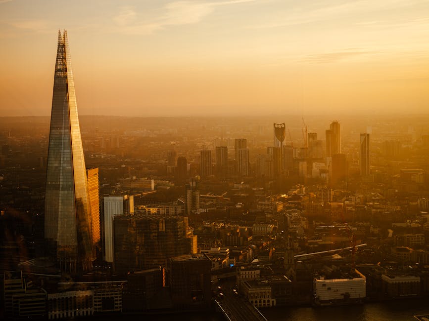 Shard London sunset panorama