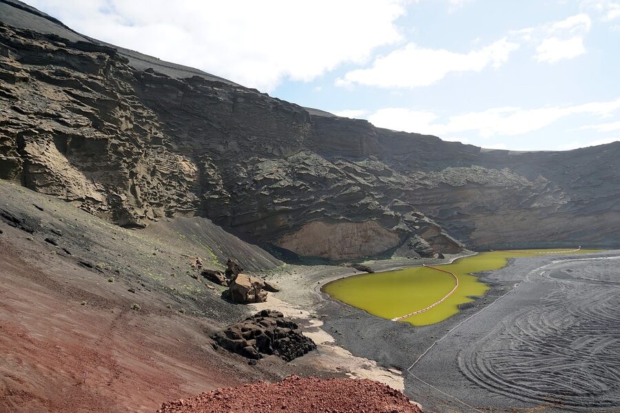 Green lagoon at El Golfo on the coast of Lanzarote