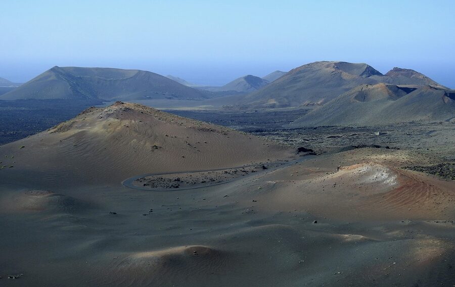 Detailed view of a volcanic crater in Timanfaya National Park Lanzarote