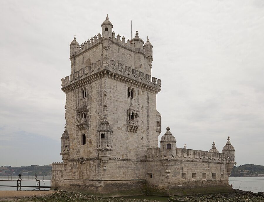 Torre de Belem seen from the Tagus River Lisbon