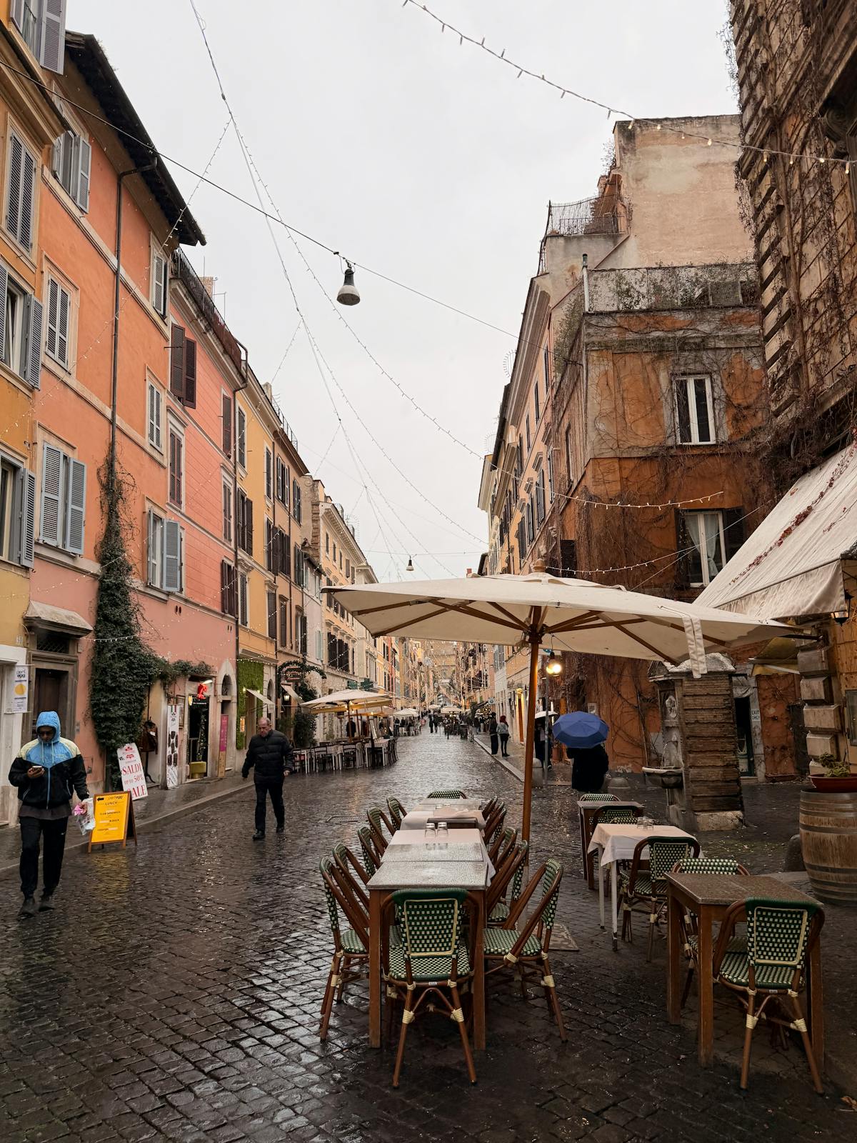 Rustic restaurant entrance in Trastevere Rome