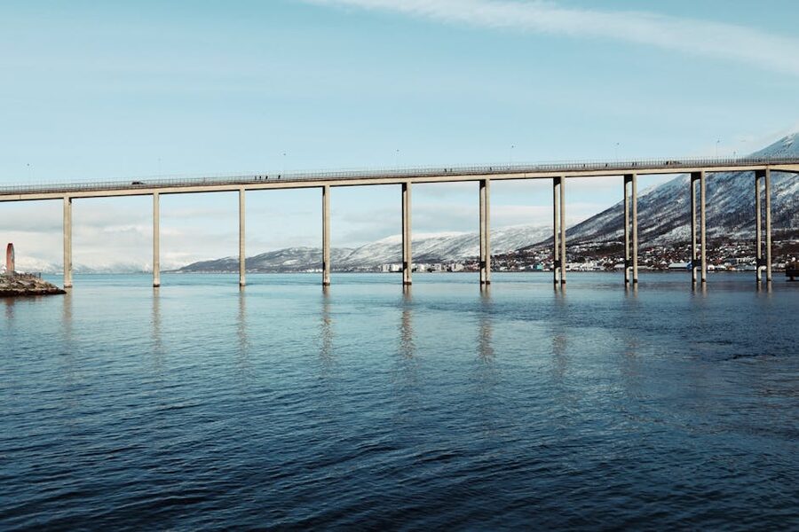 Tromso Bridge over Arctic waters in winter