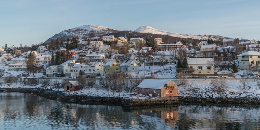 Tromso coast and fjord in Scandinavia