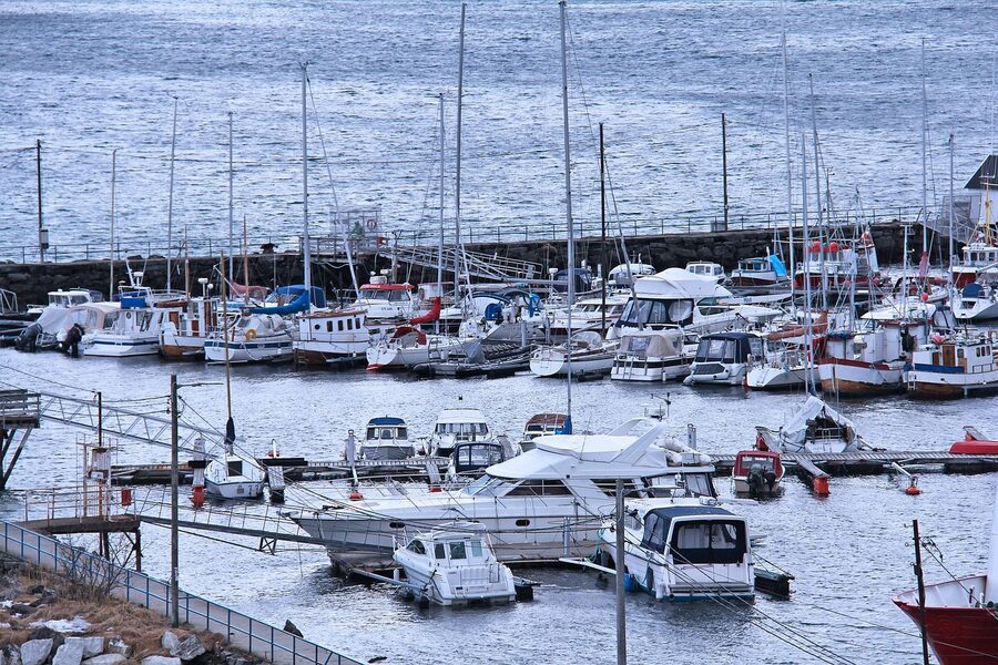 Tromso harbour in Arctic Circle morning calm