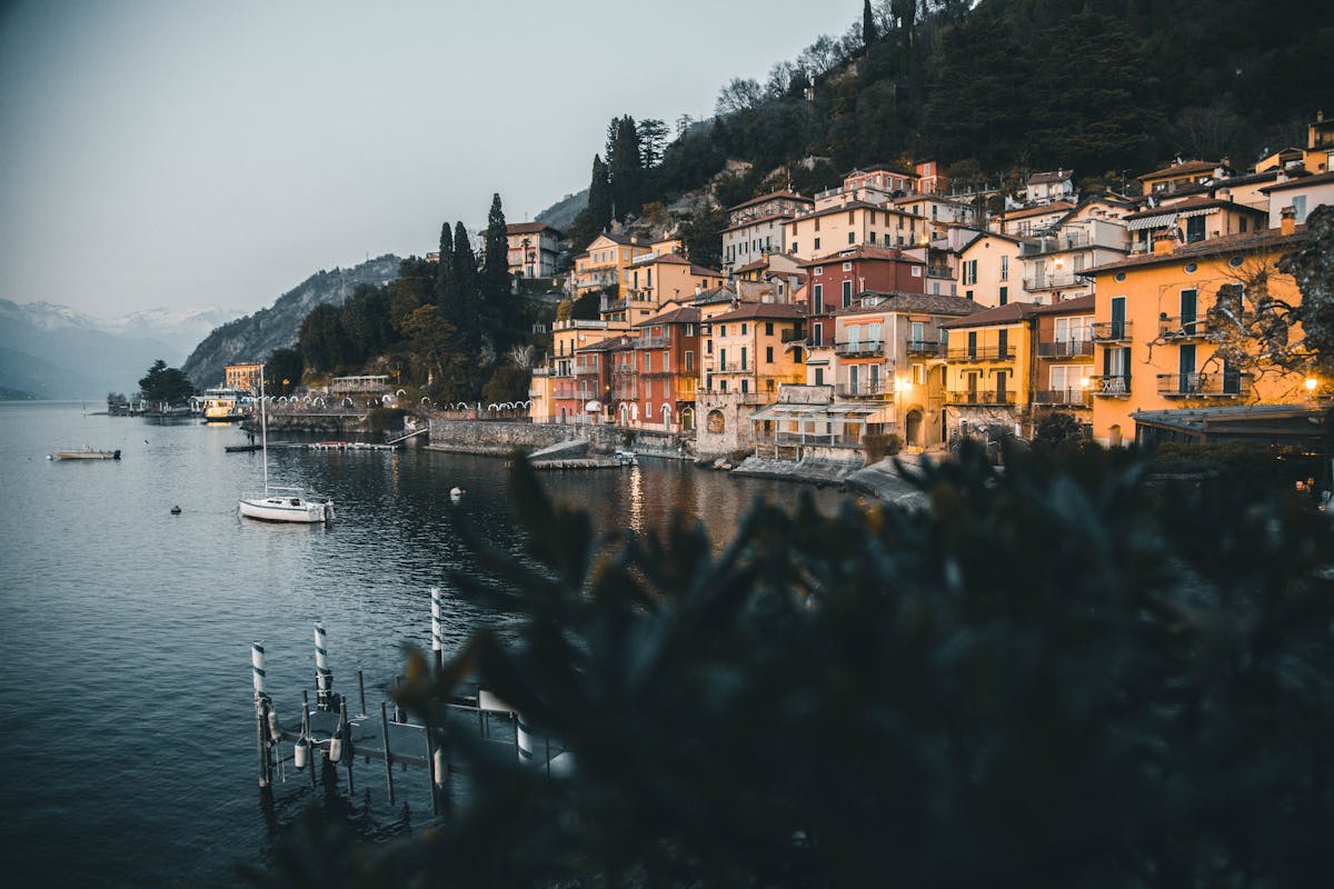 Varenna on Lake Como at dusk with charming architecture