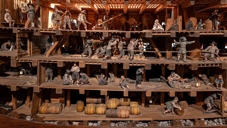 Model of life aboard the Vasa ship at the museum