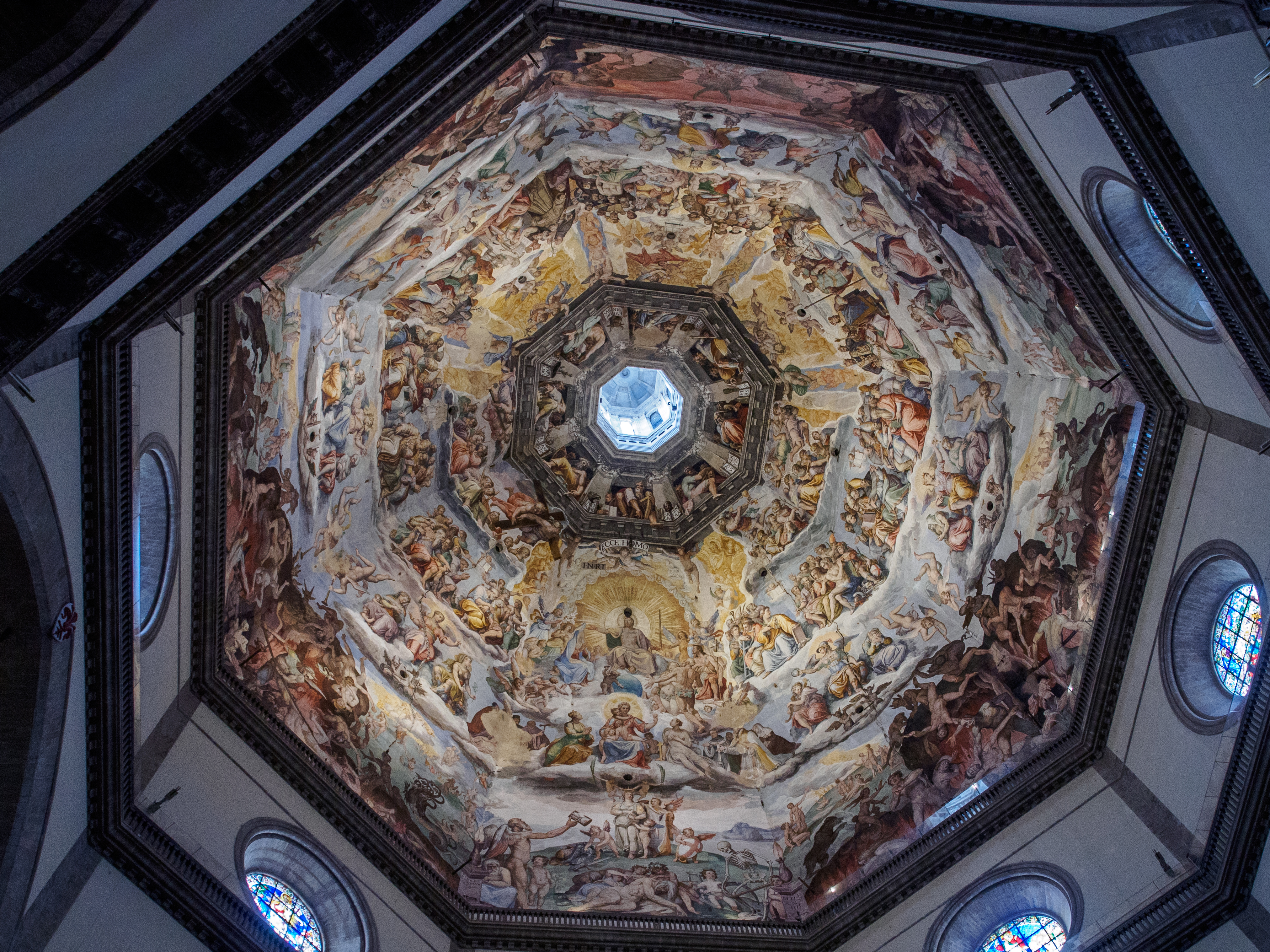 The Last Judgment fresco by Giorgio Vasari and Federico Zuccari painted on the interior of Brunelleschi dome in Florence Cathedral