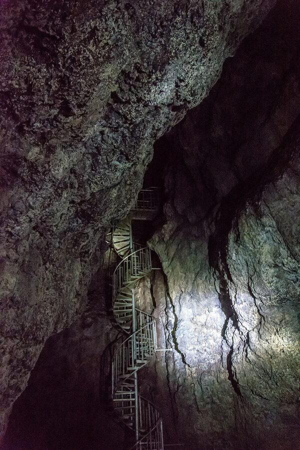 Inside Vatnshellir lava cave Snaefellsnes Iceland