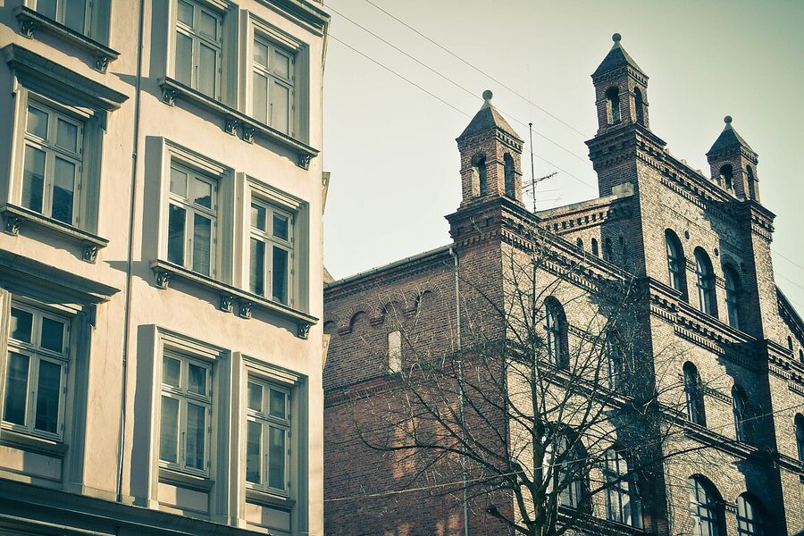 Historicist tenement facades in Vesterbro Copenhagen