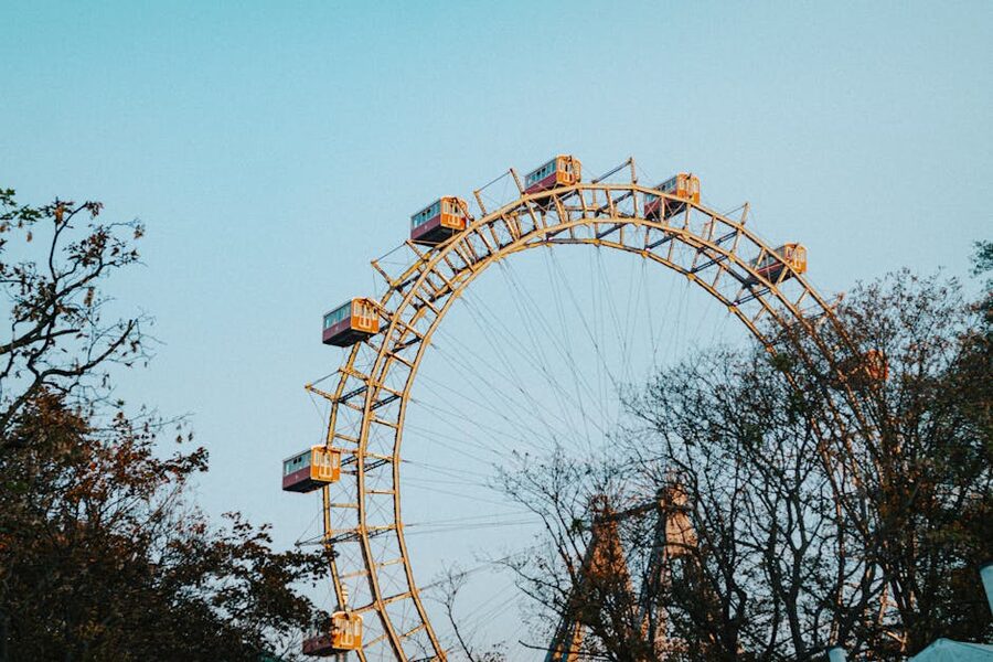 Vienna Riesenrad at dusk clear sky