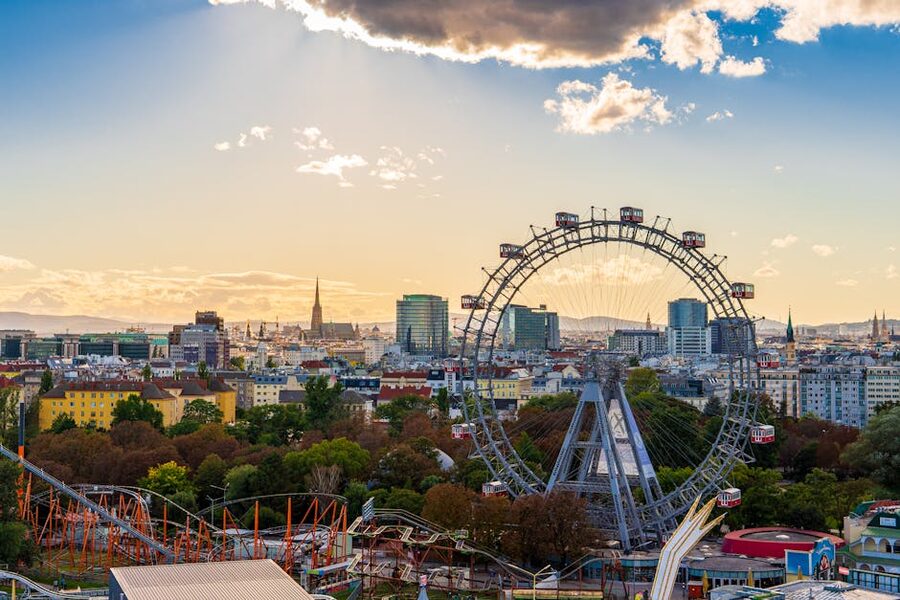 Vienna Ferris Wheel at sunset