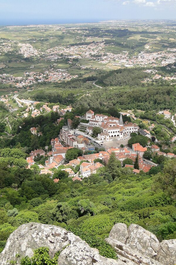 View down to Sintra town from the Moorish Castle ramparts