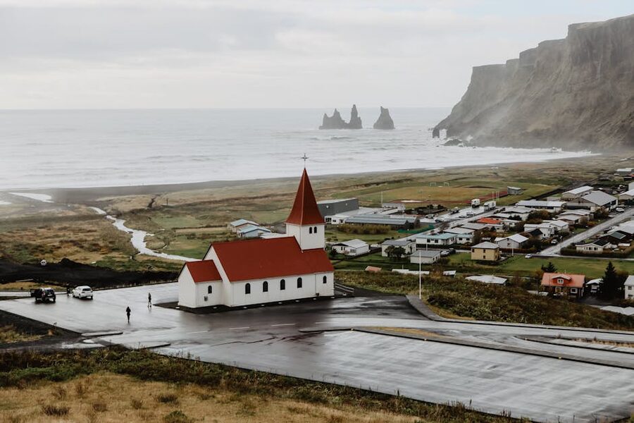 Vík í Mýrdal church on hill above Iceland