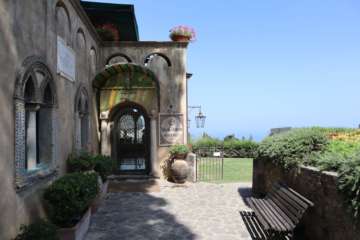 Mediterranean entrance to Villa Cimbrone in Ravello Italy
