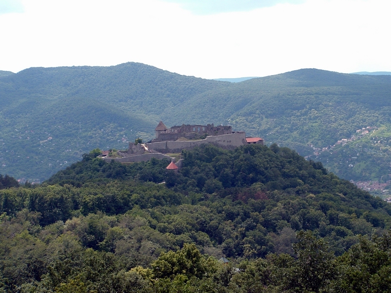 Castle of Visegrad on hilltop overlooking Danube