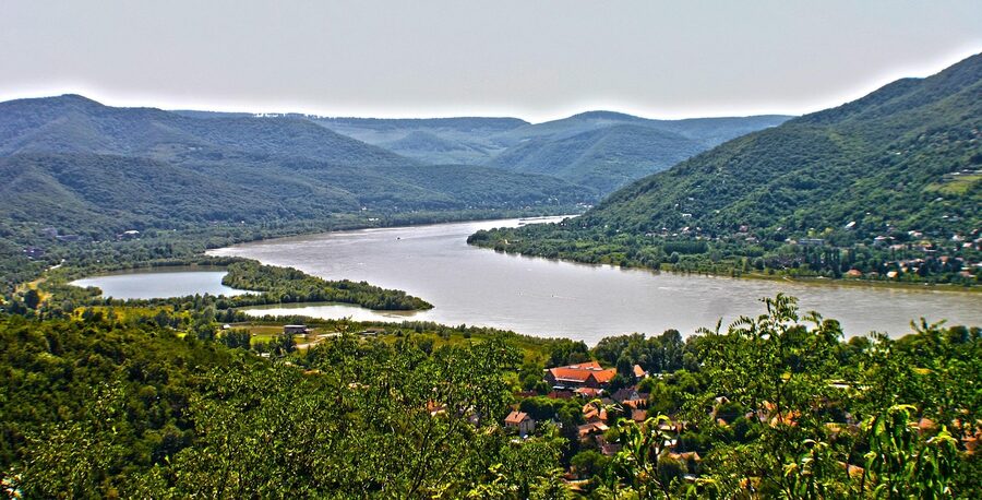 View of the river and hills around Visegrad