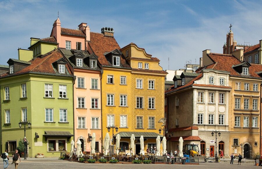 Warsaw Old City facades with traditional architecture