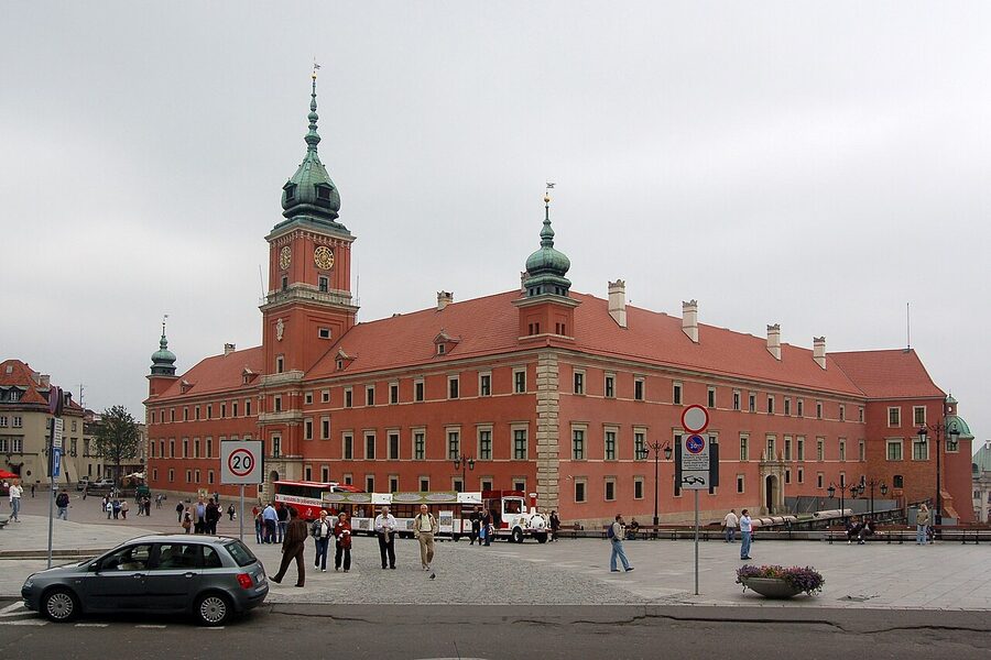 Reconstructed Royal Castle Warsaw exterior with red brick facade