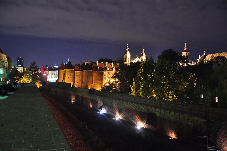 Warsaw Old Town at night long exposure