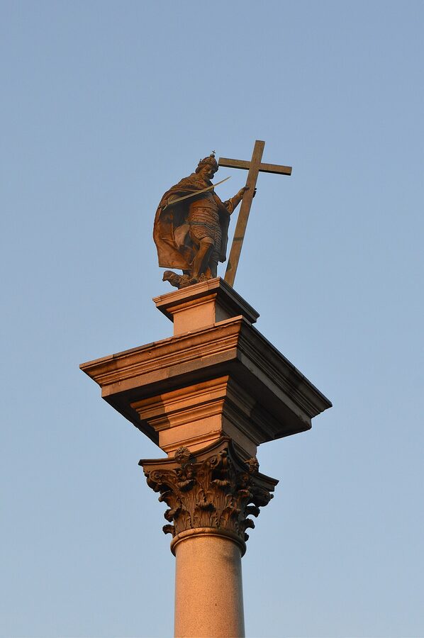 Sigismund Column at dusk Warsaw Castle Square