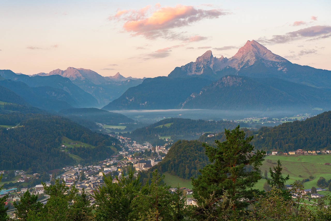 Watzmann mountain at sunrise viewed from the Berchtesgaden valley