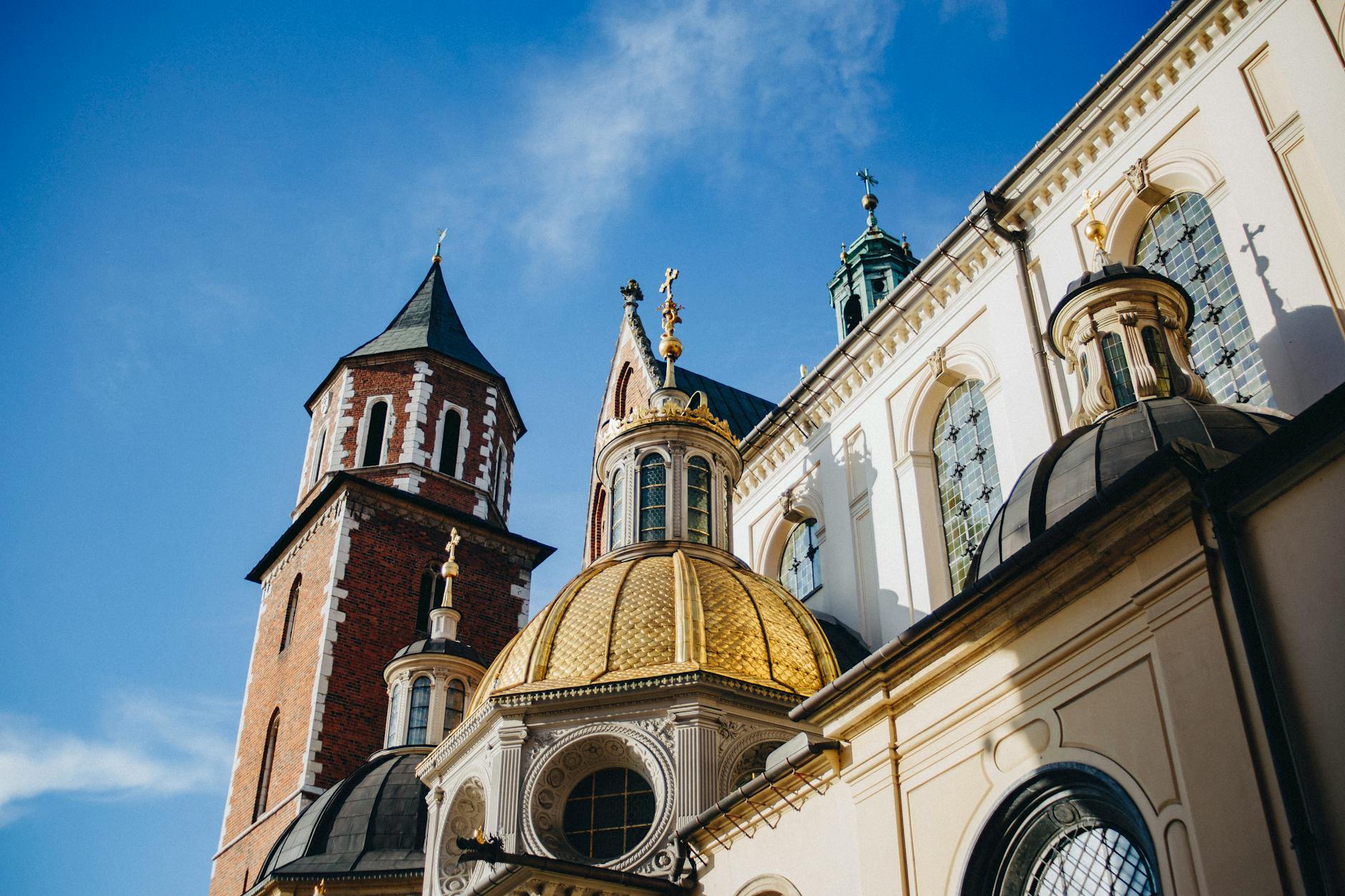 Close-up of Wawel Cathedral architectural details and stonework