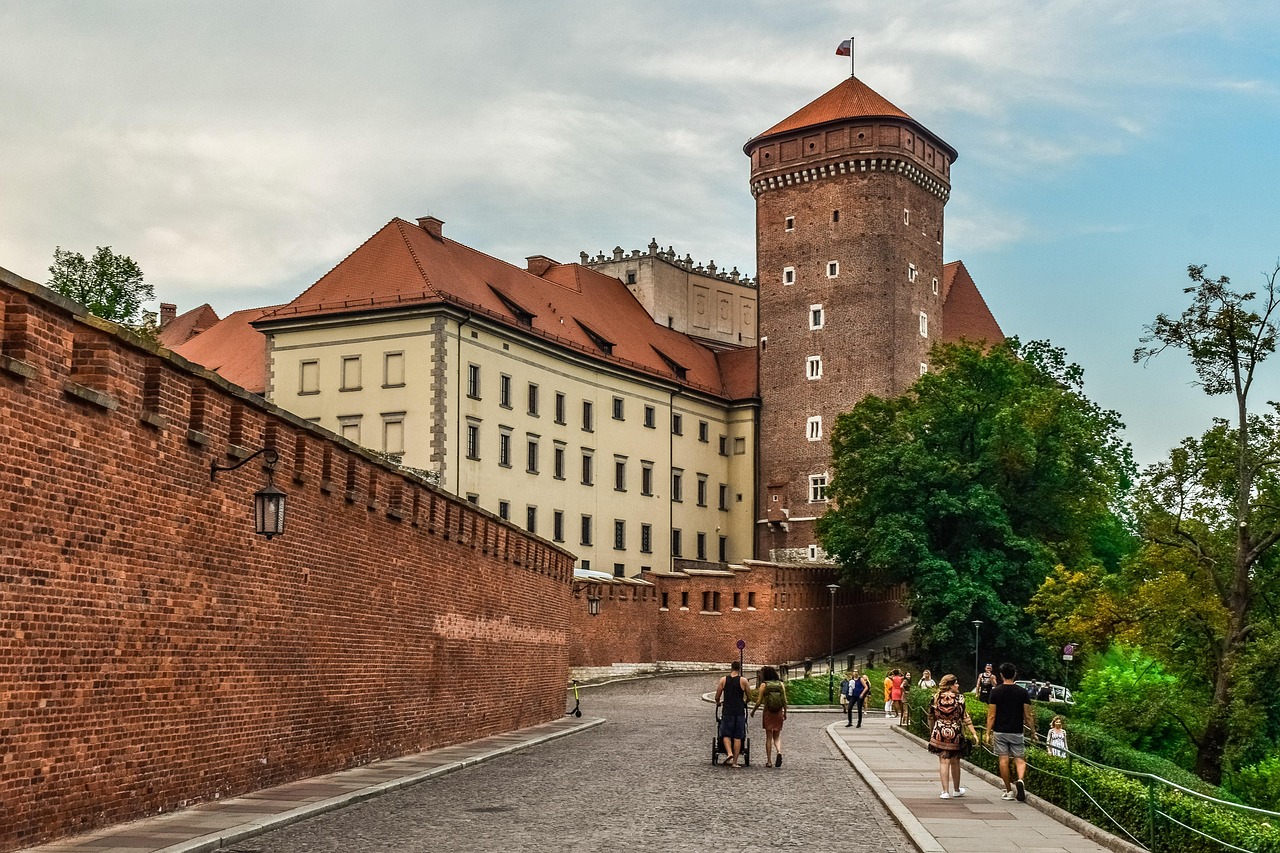 Tower and fortifications of Wawel Castle in Krakow