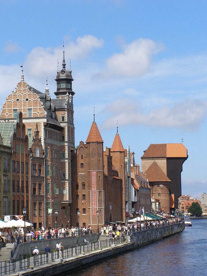 Gdańsk Long Embankment along the Motława River where Westerplatte cruises depart