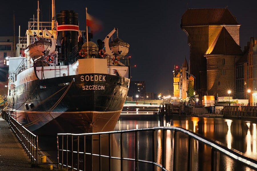 SS Sołdek museum ship on the Gdańsk waterfront